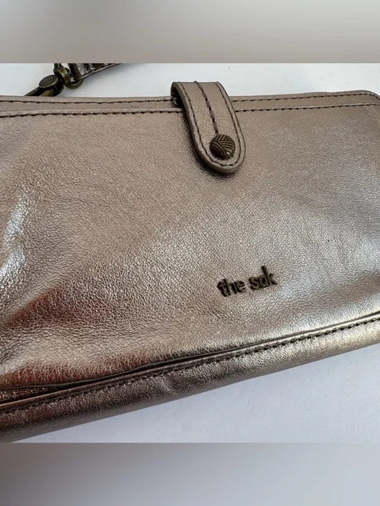 The Sak Metallic Leather Wallet Crossbody Clutch Wristlet Convertible 3 in 1 EUC - Picture 3 of 12